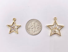 Cargar imagen en el visor de la galería, Cute CZ Pave Star Pendant in Real Gold 18K Plated Copper