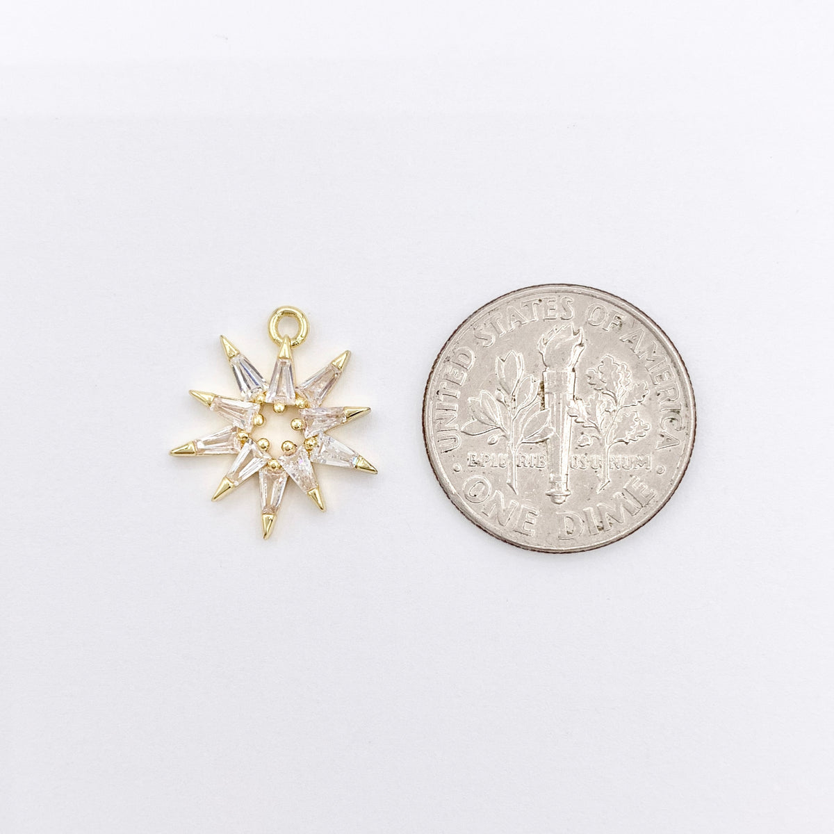 Cute CZ Pave Hollow Star Charm in Real Gold 18K Plated Copper