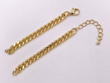 Cargar imagen en el visor de la galería, 6 inches Curb Chain with 1.5 inch Extender Chain with Lobster Clasp Bracelet Component in 18K Gold Plated Copper (1PC)