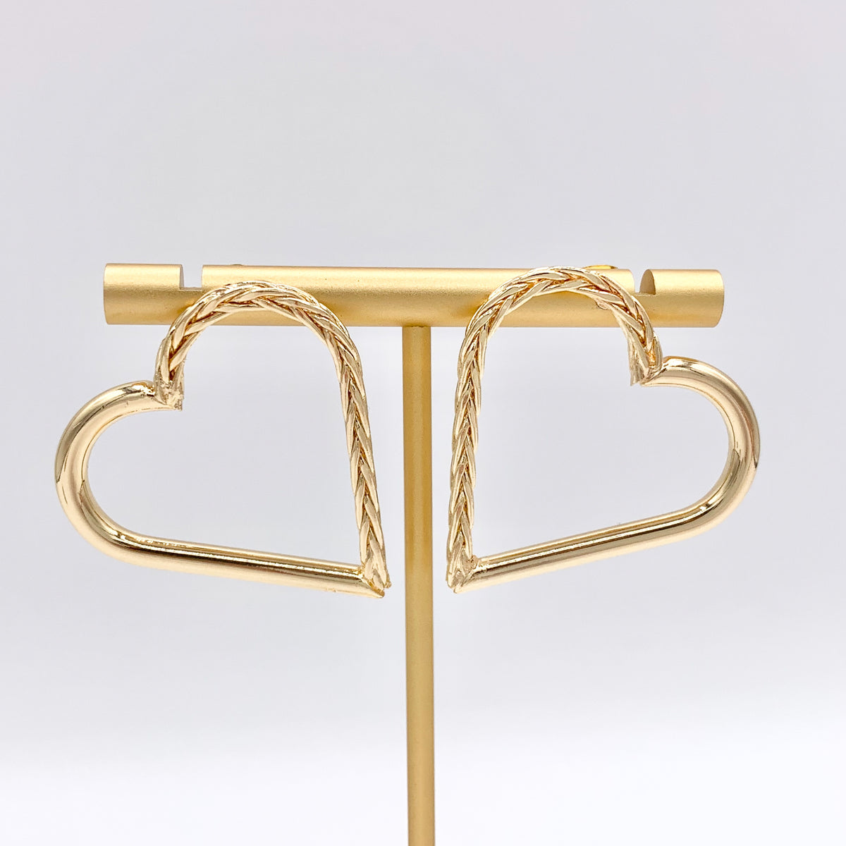 Large Hollow Heart Earrings in Real 18K Gold Plated Over Copper 3 PAIRS
