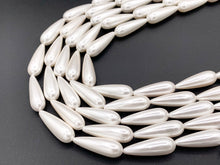 Load image into Gallery viewer, 10x30mm White Shell Pearl Large Teardrop Beads Around 16" (1 Strand)