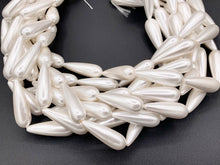 Load image into Gallery viewer, 10x30mm White Shell Pearl Large Teardrop Beads Around 16" (1 Strand)