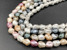 Cargar imagen en el visor de la galería, 11x13mm White and Colorful Shell Pearl Nugget Beads Around 15" (1 Strand)