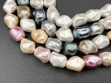 Cargar imagen en el visor de la galería, 11x13mm White and Colorful Shell Pearl Nugget Beads Around 15" (1 Strand)