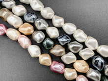 Cargar imagen en el visor de la galería, 11x13mm White and Colorful Shell Pearl Nugget Beads Around 15" (1 Strand)