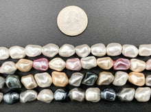 Cargar imagen en el visor de la galería, 11x13mm White and Colorful Shell Pearl Nugget Beads Around 15" (1 Strand)