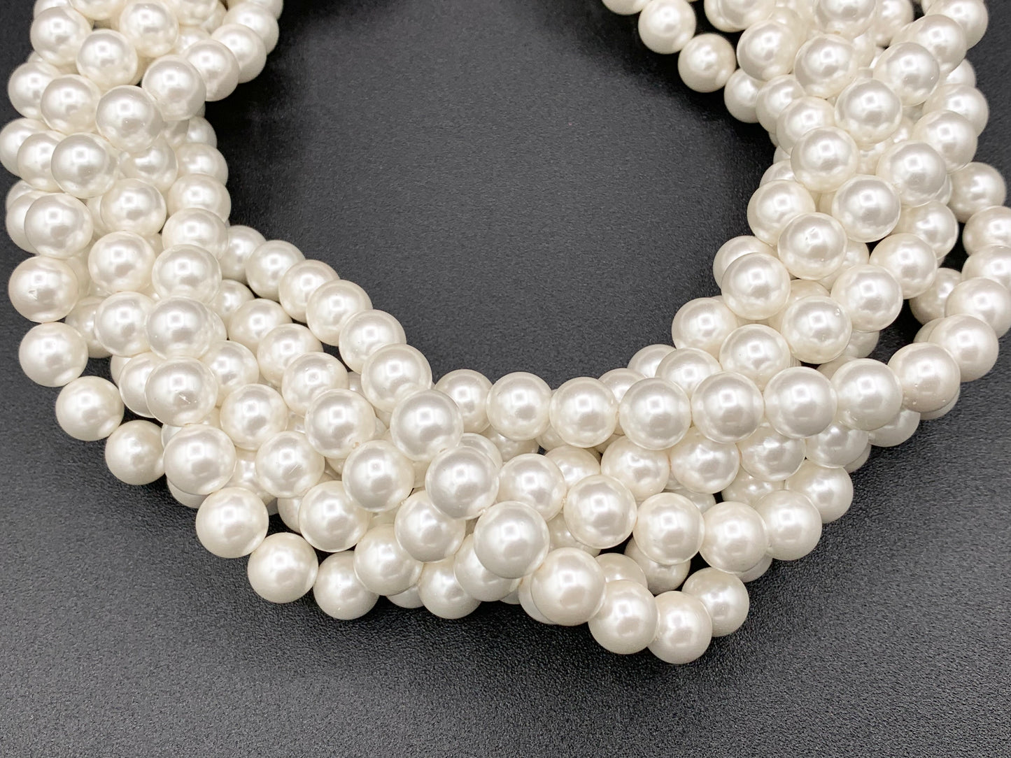 White Shell Pearl Smooth Round Beads Pearl Powder Coated Shell Beads Around 15" Available in 7 Sizes (1 Strand)