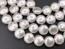 Cargar imagen en el visor de la galería, 12mm White Shell Pearl Coin Beads Around 15" (1 Strand)