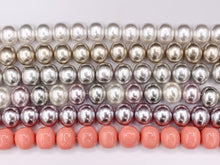 Cargar imagen en el visor de la galería, 12x16mm Shell Pearl Egg Shape Beads Pearl Powder Coated Shell Oval Beads Around 15-16" (1 Strand)