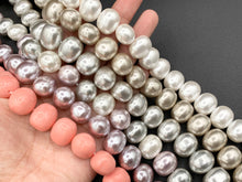 Cargar imagen en el visor de la galería, 12x16mm Shell Pearl Egg Shape Beads Pearl Powder Coated Shell Oval Beads Around 15-16" (1 Strand)