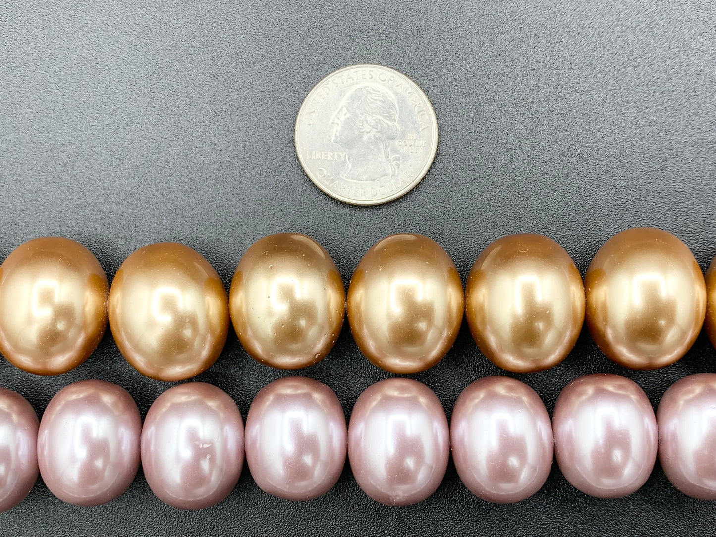 Shell Pearl Egg Shape Beads Pearl Powder Coated Shell Oval Beads Around 15-16" Silver, Champagne, Brown, Purple Color (1 Strand)