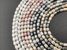 Load image into Gallery viewer, 3x4mm White and Colorful Shell Pearl Tiny Rice Shape Beads Around 16" (1 Strand)