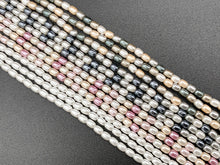 Load image into Gallery viewer, 3x4mm White and Colorful Shell Pearl Tiny Rice Shape Beads Around 16" (1 Strand)
