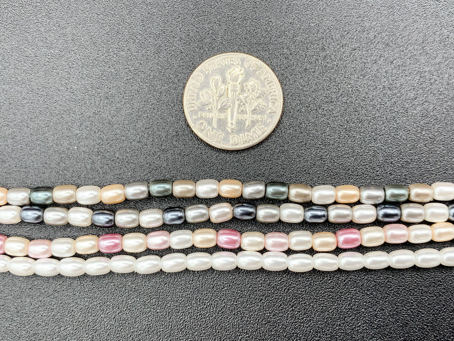 3x4mm White and Colorful Shell Pearl Tiny Rice Shape Beads Around 16" (1 Strand)