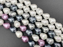 Cargar imagen en el visor de la galería, 12x16mm White and Colorful Shell Pearl Nugget Beads Around 15" (1 Strand)
