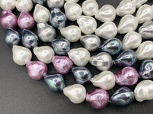 Cargar imagen en el visor de la galería, 12x16mm White and Colorful Shell Pearl Nugget Beads Around 15" (1 Strand)