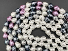 Cargar imagen en el visor de la galería, 12x16mm White and Colorful Shell Pearl Nugget Beads Around 15" (1 Strand)