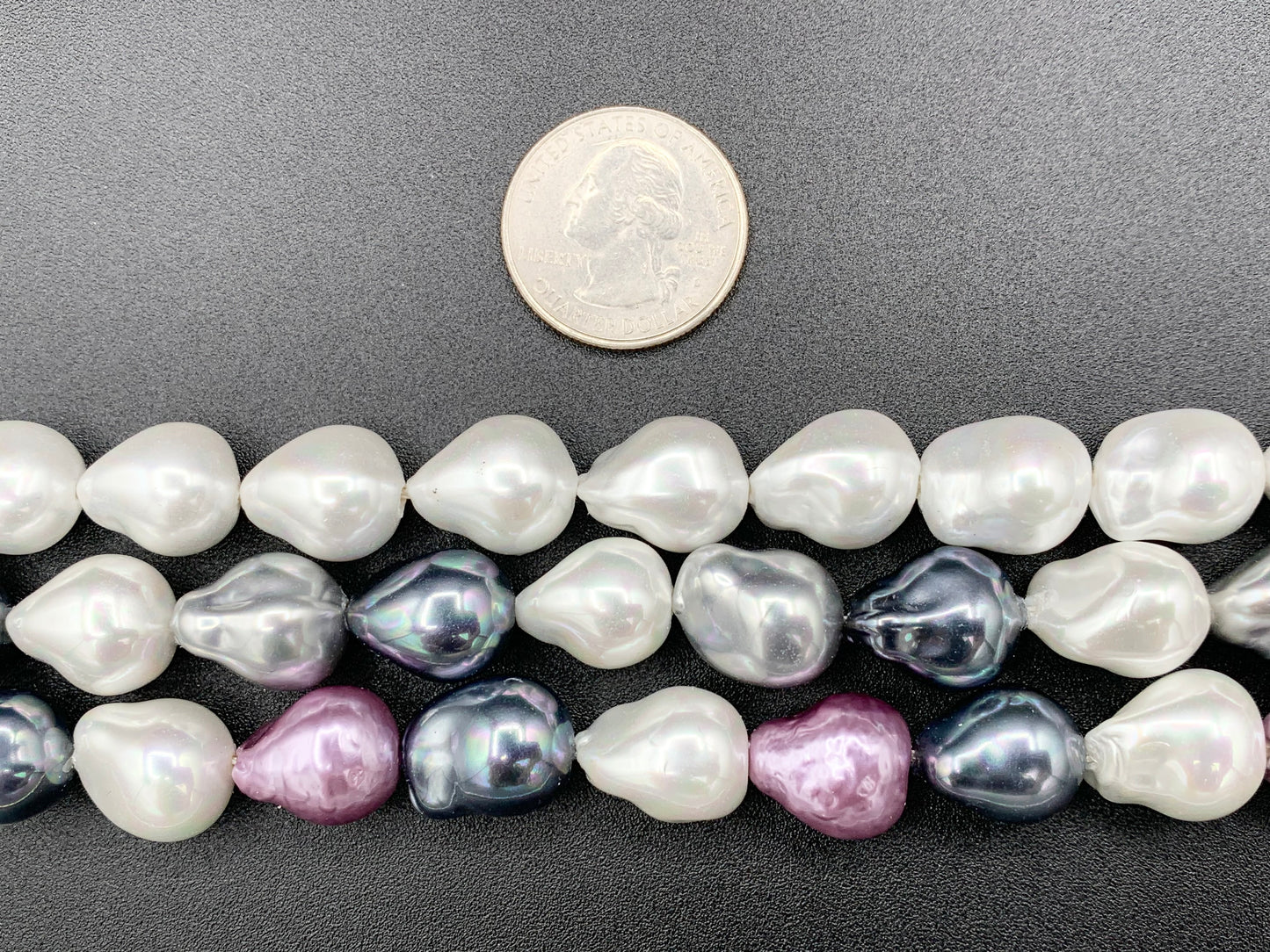 12x16mm White and Colorful Shell Pearl Nugget Beads Around 15" (1 Strand)