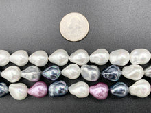 Cargar imagen en el visor de la galería, 12x16mm White and Colorful Shell Pearl Nugget Beads Around 15" (1 Strand)