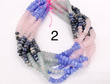 Cargar imagen en el visor de la galería, Hermosas cuentas Rondelle lisas de cuarzo de colores mezclados de 5x8 mm | Cuentas de jade, jaspe y cuarzo teñidas multicolores Cuentas de piedra natural de alrededor de 15"