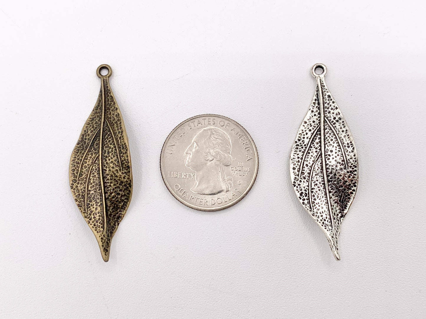 16x49mm Pewter Carved Wavy Thin Leaf Pendants Bulk Order in Gold, Rosy Gold, Silver, Brass 125g