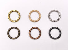 Load image into Gallery viewer, 14mm Pewter Textured Heart Carved Circle Ring Pendants Bulk Order in Gold, Rosy Gold, Silver, Brass, Copper, Gunmetal