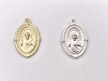 Load image into Gallery viewer, 18x26mm Pewter Oval Jesus Charms Matte Gold Matte Silver Religious Pendants 15 PCS