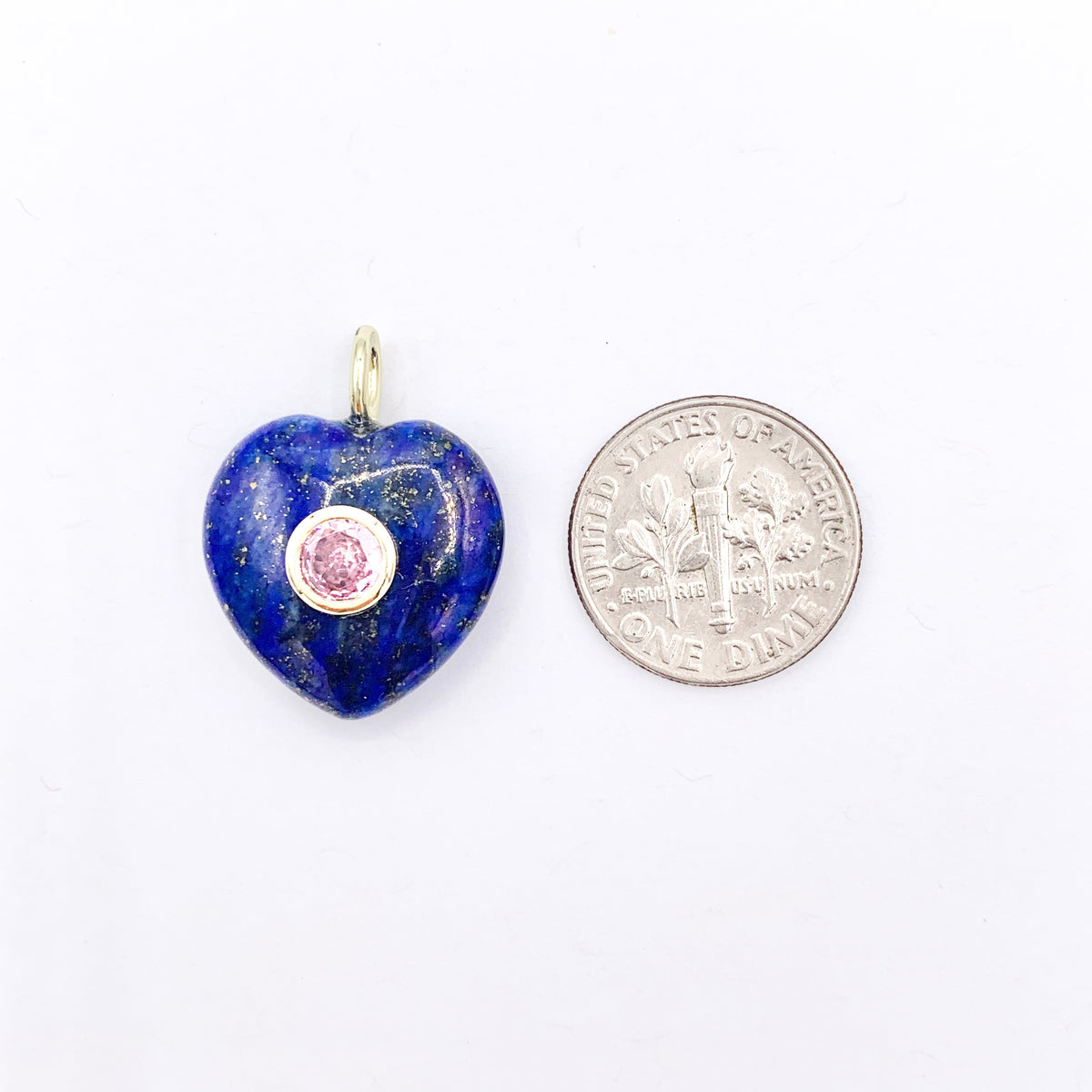 18mm Natural Gemstone Puffy Heart Shape Pendant with CZ Pave | Moonstone/ Lapis/ Amethyst/ Obsidian & More 1 PC