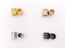 Cargar imagen en el visor de la galería, 9x10mm Tubo martillado de peltre Agujero grande Barril Espaciador Cuentas Oro, Oro claro, Plata, Bronce, Cobre y Gunmetal Pedido a granel 125 gramos