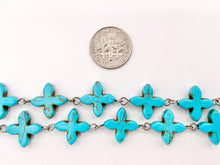 Load image into Gallery viewer, Vintage Turquoise Howlite Cross Rosary Style Beaded Chain With Brass and Silver Wire 1 Spool 8mm 14mm