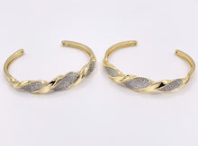 Load image into Gallery viewer, 2 Tone Minimalist Twisted Adjustable Bangle in Gold/Silver Plated over Brass 1 PC