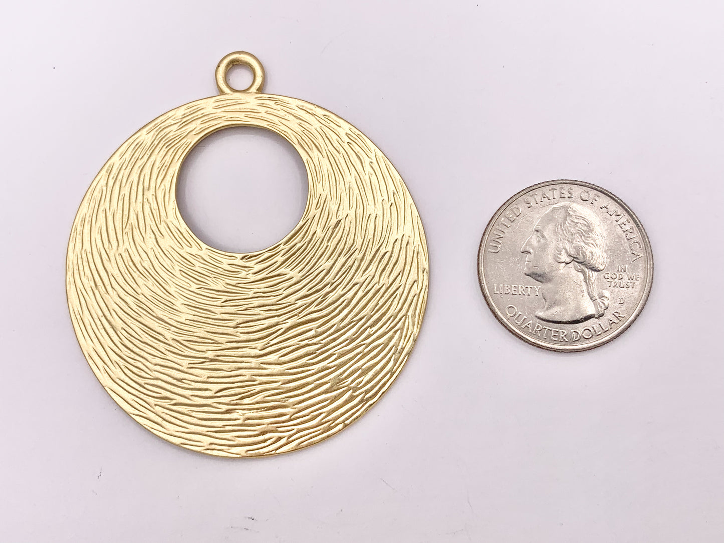 2" Pewter Center Cut Out Curved Large Circle Pendants in Matte Gold, Silver, Brass 4PCS