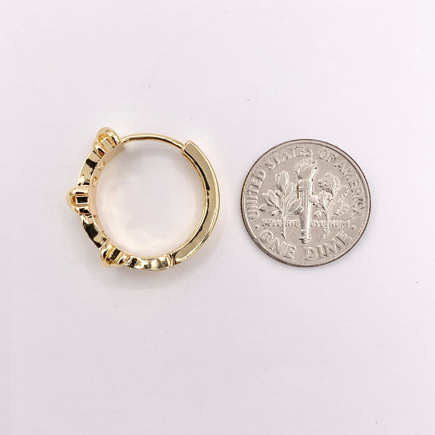 20mm Baguette Earring Hoop Huggies in CZ Pave Real Gold 18K Over Copper 4 PAIRS