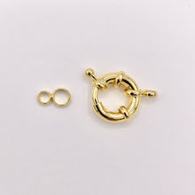 Cargar imagen en el visor de la galería, Large Circle Spring Ring Clasps Designed Spring Clasp in 18K Gold Plated Copper 10 PCS