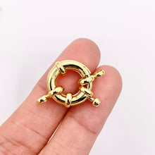 Cargar imagen en el visor de la galería, Large Circle Spring Ring Clasps Designed Spring Clasp in 18K Gold Plated Copper 10 PCS