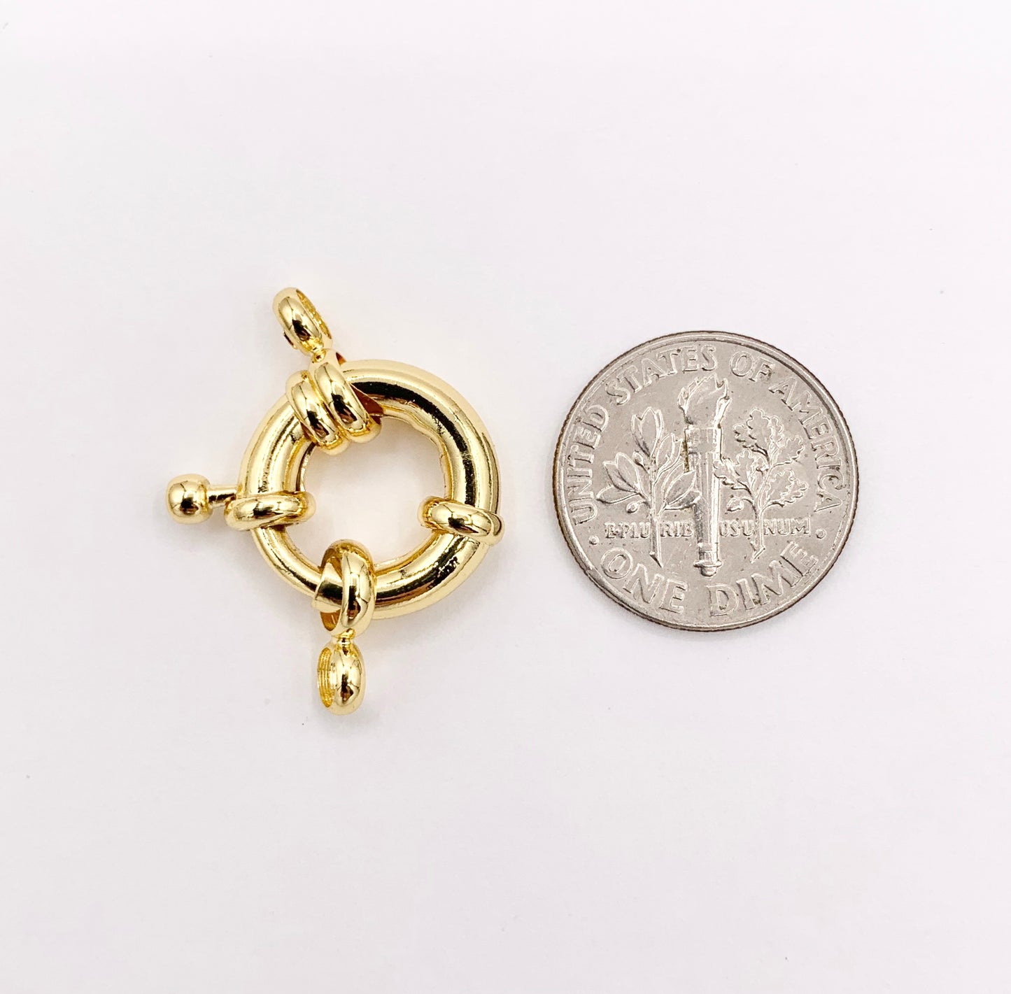 Large Circle Spring Ring Clasps Designed Spring Clasp in 18K Gold Plated Copper 10 PCS