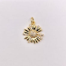 Load image into Gallery viewer, Real Gold 18K Plated Micro CZ Clear Daisy Flower Pave Charm Over Brass 10 PCS