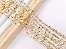 Load image into Gallery viewer, Tiny Dainty White Imitation Pearl With Gold Beads Chain in Real Gold 18K Plated Copper By Spool For Jewelry Making/Designs