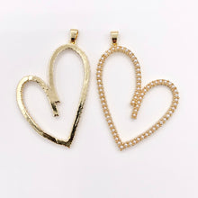 Load image into Gallery viewer, 2.5" Large Heart Pendant in Real Gold Plated 18K Imitation Pearl Over Copper 4 PCS