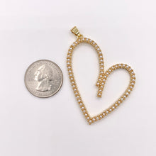 Load image into Gallery viewer, 2.5" Large Heart Pendant in Real Gold Plated 18K Imitation Pearl Over Copper 4 PCS