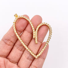 Load image into Gallery viewer, 2.5" Large Heart Pendant in Real Gold Plated 18K Imitation Pearl Over Copper 4 PCS