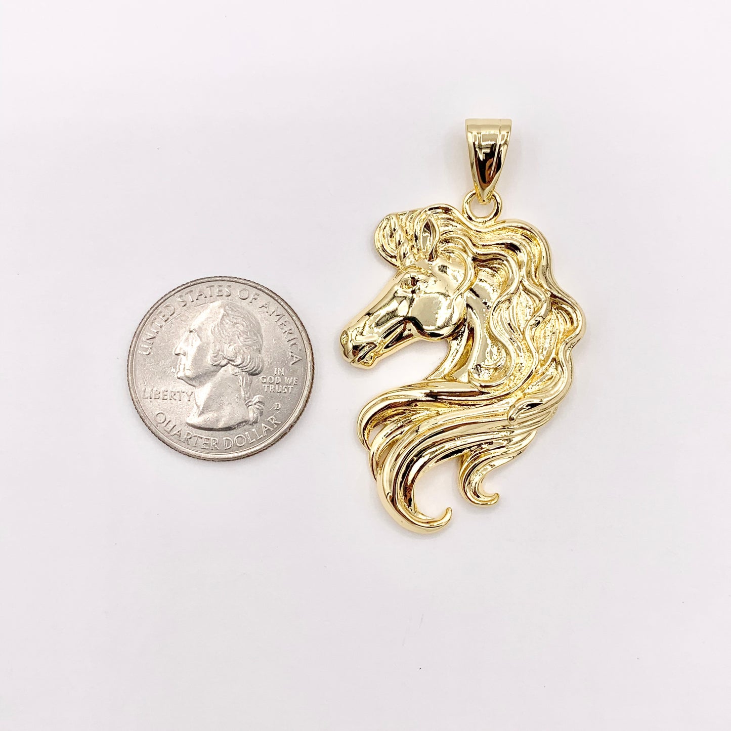 2" Large Unicorn Head Pendants in Real Gold 18K Plated Over Copper 4 PCS
