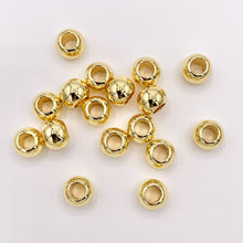 Cargar imagen en el visor de la galería, 7.5x9.5mm Large Hole Round Spacer Beads in Real 18K Gold Plated Over Brass | Space Gold Beads For Jewelry Making/Designs 20 PCS