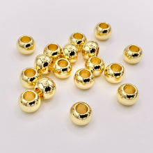 Cargar imagen en el visor de la galería, 7.5x9.5mm Large Hole Round Spacer Beads in Real 18K Gold Plated Over Brass | Space Gold Beads For Jewelry Making/Designs 20 PCS