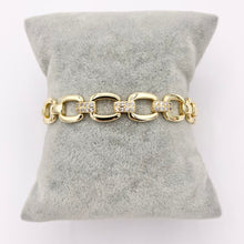 Load image into Gallery viewer, 6.5" Delicate 18K Gold Plated Fancy Square Link Rhinestone Chain Bracelet 2PCS