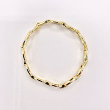 Load image into Gallery viewer, 6.5" Delicate 18K Gold Plated Fancy Square Link Rhinestone Chain Bracelet 2PCS