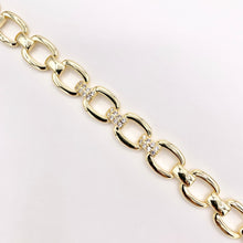 Load image into Gallery viewer, 6.5" Delicate 18K Gold Plated Fancy Square Link Rhinestone Chain Bracelet 2PCS