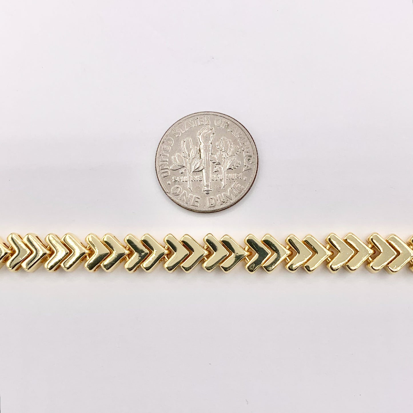 6.5" Delicate 18K Gold Plated Chevron Link/ Arrow Shape Chain Bracelet 2PCS