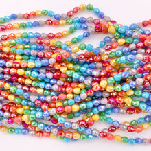 Cargar imagen en el visor de la galería, 4mm High Quality Rainbow Multicolor Teardrop/Pear Shape Faceted Shiny Crystal Beads 1 Strand 10"