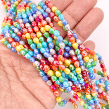 Cargar imagen en el visor de la galería, 4mm High Quality Rainbow Multicolor Teardrop/Pear Shape Faceted Shiny Crystal Beads 1 Strand 10"